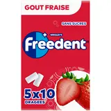 Chewing-gum Fraise sans sucres FREEDENT 5x10 dragées