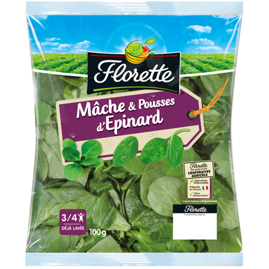 Duo de Mâche - Jeunes pousses d'épinard Florette - Sachet 100g