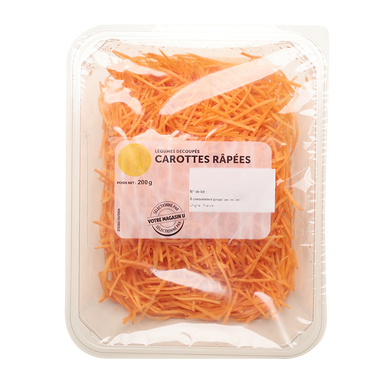 Carottes râpées, barquette 200g