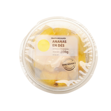 Ananas en dés, barquette 200g