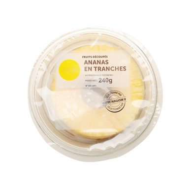 Ananas en tranches, barquette 240g