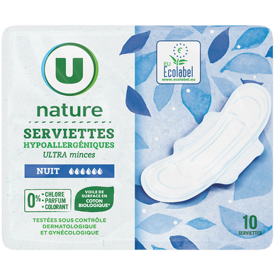 Serviettes hygiéniques ultra mince nuit x10