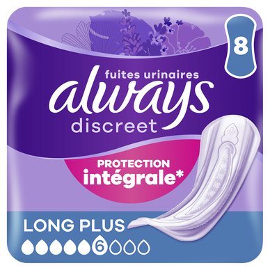 Serviettes pour fuites urinaires ALWAYS DISCREET Long+ X8