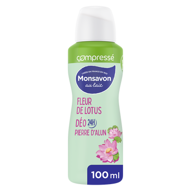 Déodorant pour femme compressé lait & fleur de lotus pierre d'alun MONSAVON, 100ml