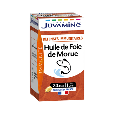 Huile foie de morue défenses immunitaires JUVAMINE x30capsules