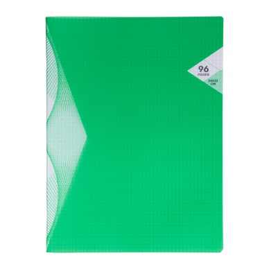 Cahier piqûre 96p petits carreaux vert - 24x32cm