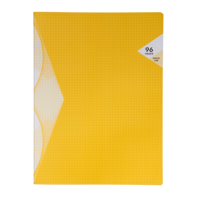 Cahier piqûre 96p petits carreaux jaune - 24x32cm
