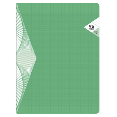 Cahier piqûre 96p grands carreaux vert - 24x32cm