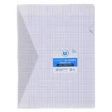 Cahier piqûre 96p grands carreaux incolore - 24x32cm
