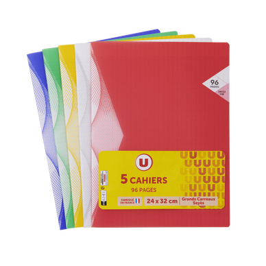 Cahier piqûre 24x32cm 96p grands carreaux x5