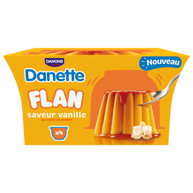 DANETTE flan vanille sur coulis de caramel DANONE 4x95g