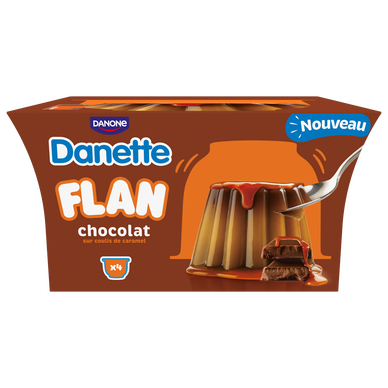 Flan chocolat sur coulis de caramel DANETTE 4x95g