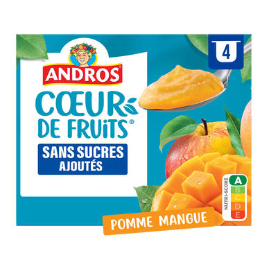 Compote Cur de Fruits SSA pomme mangue ANDROS 4x97g
