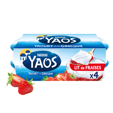 Yaourt à la grecque nature sur lit de fraises YAOS - 4x125g