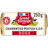Beurre doux extra fin AOP moulé de Charentes Poitou 82% de matière grasse GRAND FERMAGE, 250g