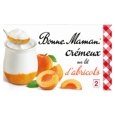 Yaourt crémeux sur lit d'abricot BONNE MAMAN 2x125g