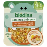 BLEDINA BLEDICHEF - Plat bébé morceaux carottes pâtes aux épices douces poulet, dès 15 mois - 200g - Repas bébé
