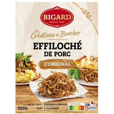Effilochés de porc nature, BIGARD, France, barquette, 300g