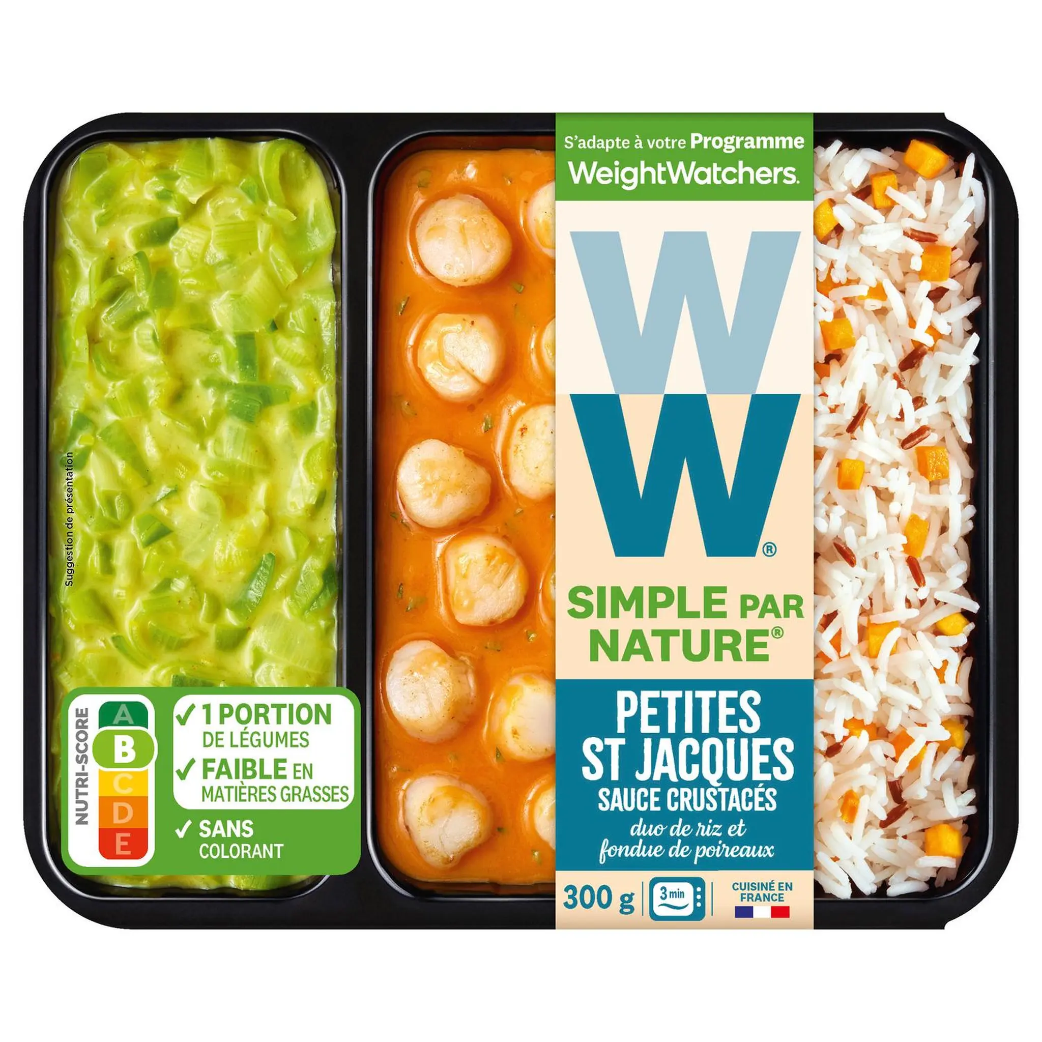 WW Petites St Jacques duo de riz et fondue de poireaux sauce crustacés