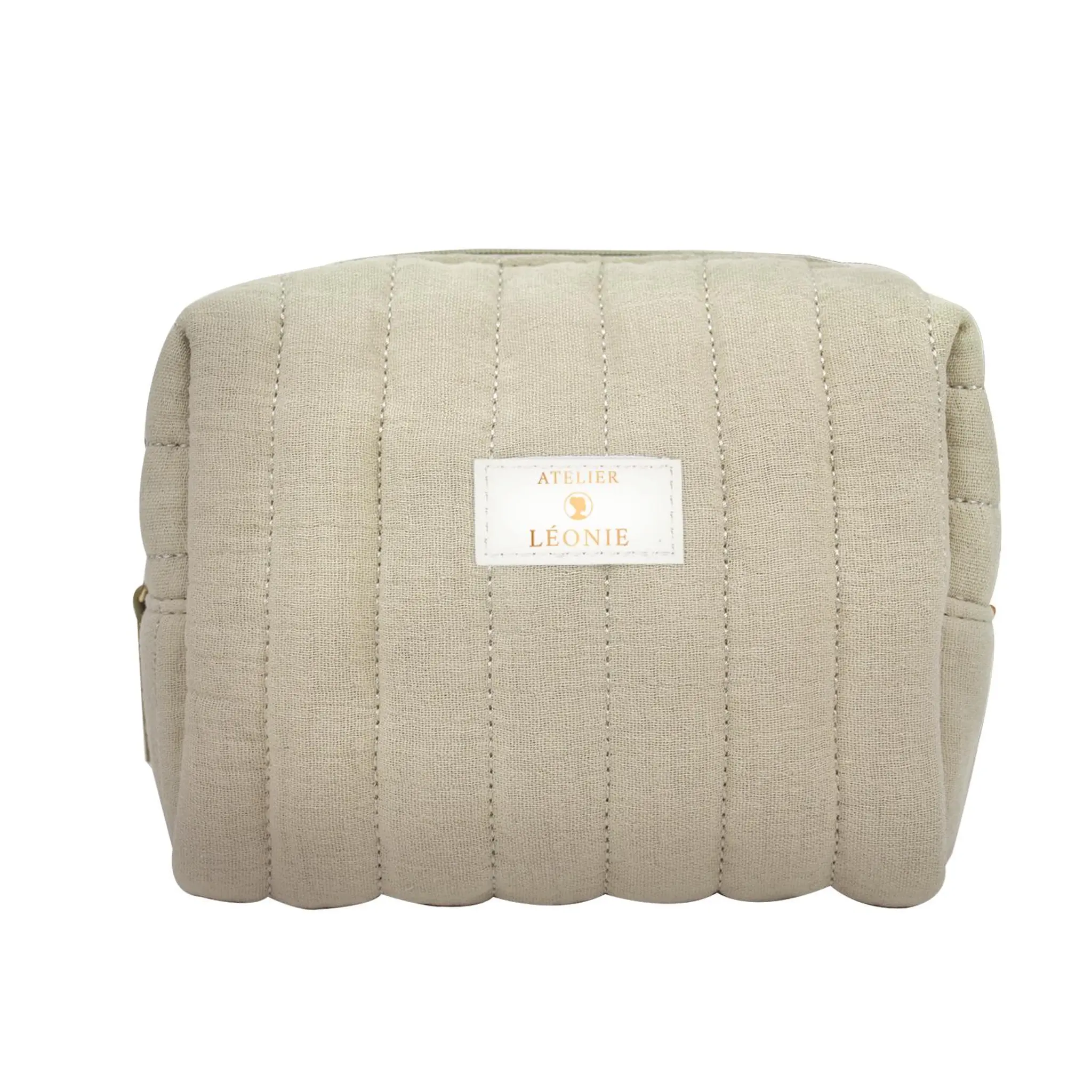 FRENCH TENDANCE Trousse de toilette femme gaze de coton taupe 21cmx15cmx11cm