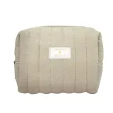 FRENCH TENDANCE Trousse de toilette femme gaze de coton taupe 21cmx15cmx11cm