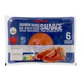 Auchan Saumon Sauvage Rouge du Pacifique Fumé au Bois de Hêtre, 6 tranches - 180g