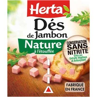 Dés de jambon conservation sans nitrite, Herta (2 x 75 g)