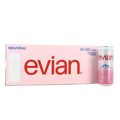 Evian Eau minérale naturelle en cannette, 24x33cl