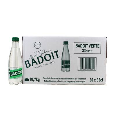 Badoit Eau gazeuse minérale naturelle, finement pétillante, 30x33cl