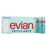 Evian Eau minérale naturelle pétillante en cannette, 24x33cl