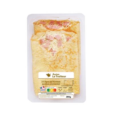 Auchan Le Traiteur Crêpes jambon emmental, 2 crêpes - 280g