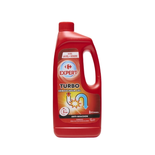 Déboucheur gel Anti-Bouchon, avec Javel + Soude CARREFOUR EXPERT