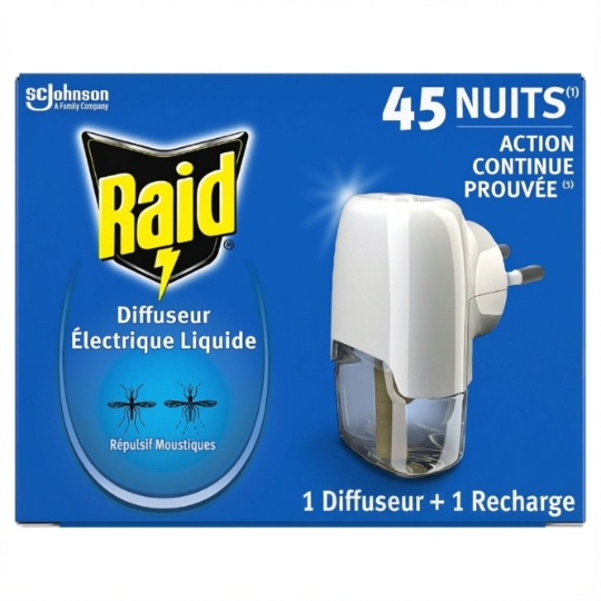 Anti-Moustiques Répulsif Diffuseur et Recharge Liquide Sans Parfum Ajouté RAID