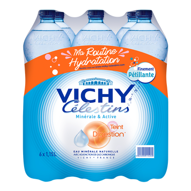 Eau minérale naturelle gazeuse VICHY CELESTINS 6x1,15L