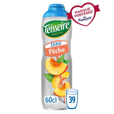 Boisson concentrée à diluer Pêche Zéro sucres TEISSEIRE, bidon 60cl