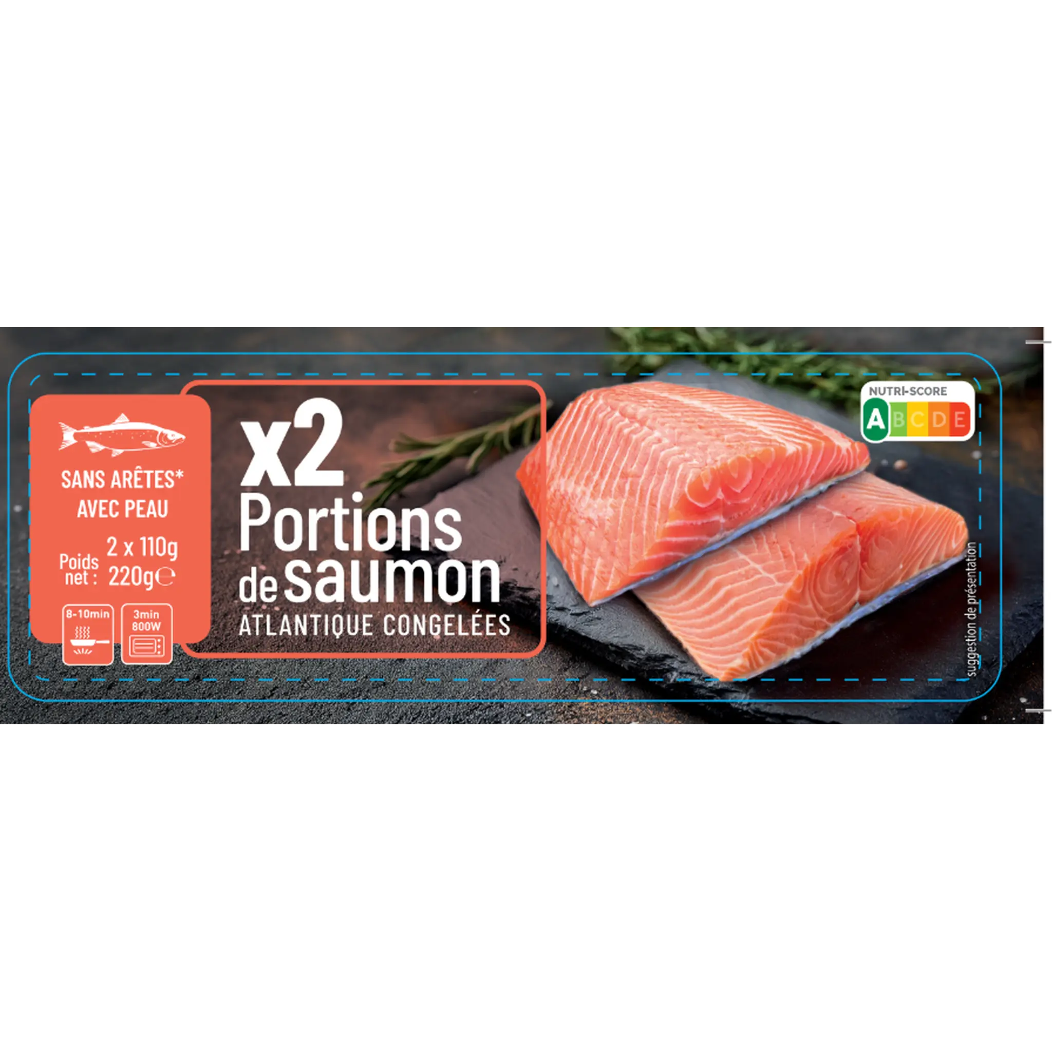 Portions de saumon Atlantique avec peau