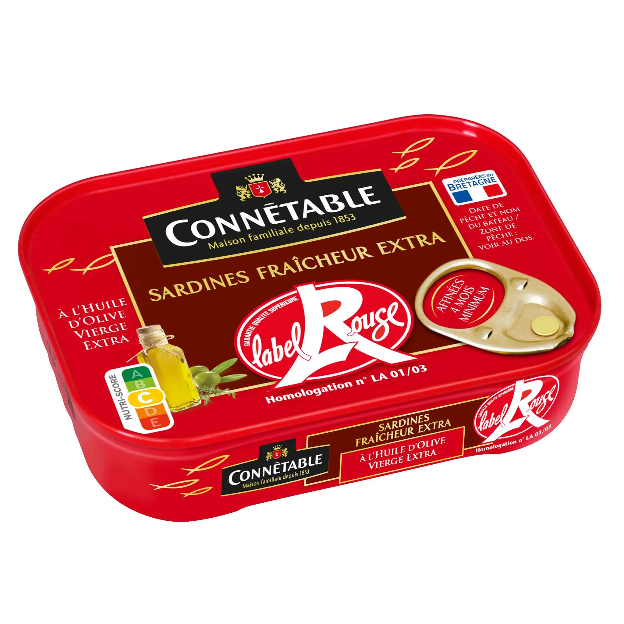 CONNETABLE Sardines à l'ancienne à l'huile d'olive vierge extra Label Rouge