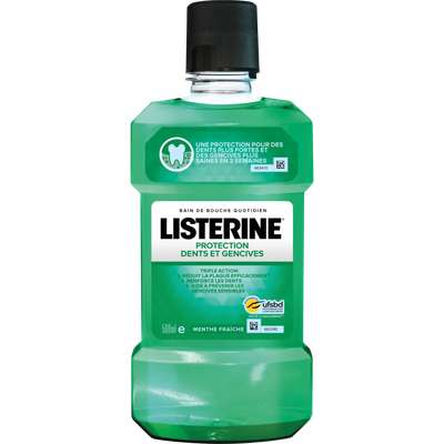 Bain de bouche menthe fraîche protection dents et gencives, Listerine (500 ml)