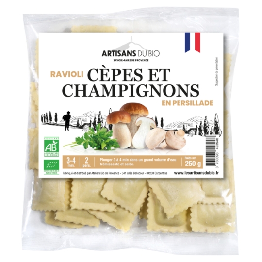 Ravioli Cèpes et Champignons en Persillade Bio ARTISANS DU BIO