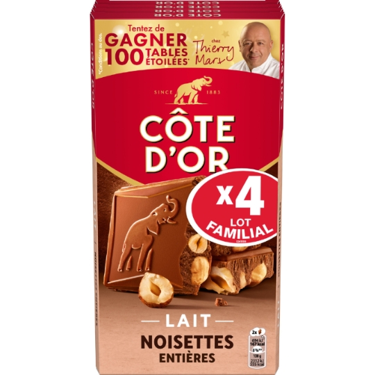 Tablette de Chocolat Lait Noisettes Entières COTE D'OR