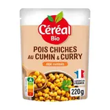 Céréal Bio Pois chiche cumin & curry cuisinés Bio en sachet micro-ondable, 220g