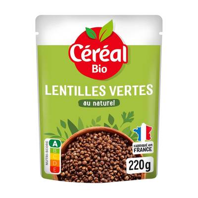 Céréal Bio Lentilles vertes nature bio en sachet micro-ondable, 220g