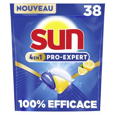 Sun Capsules Lave-Vaisselle Citron Pro Expert, 38 capsules