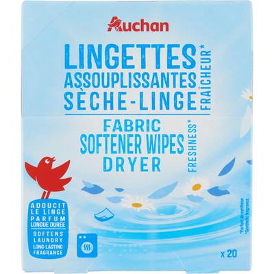Auchan Lingette assouplissante sèche linge, 20 lingettes