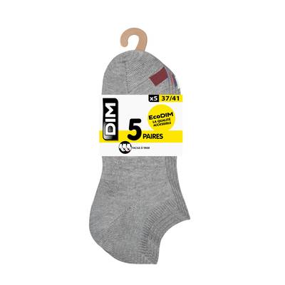Dim Socquettes femme grise x5, Taille 37/41