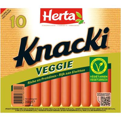 Herta Knacki Saucisse Végétale Blé Oeuf et Pois, 10 pièces - 350g