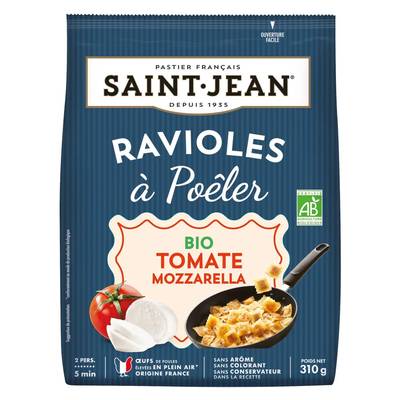 Saint Jean Ravioles à Poêler à la Tomate Mozzarella Bio, 2 Parts - 310g