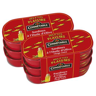 Connetable Sardines à l'Huile d'Olive Vierge Extra en conserve, Lot de 2x3x55g