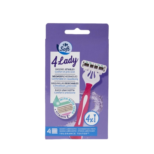 Rasoirs Jetables 4 Lames Pour Femme Lady CARREFOUR SOFT
