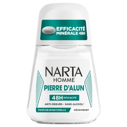 Déodorant Bille pour Homme Pierre d'Alun 48H Efficacité Minérale Fraîcheur Naturelle NARTA HOMME